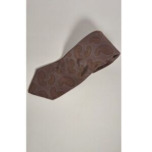 Vintage MARIO VALENTINO Italian Silk Neck Tie Brown Paisley Business Academia